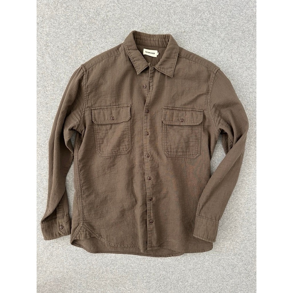 Taylor Stitch Double Cloth Utility Shirt Mens 42 Large Brown Organic Cotton